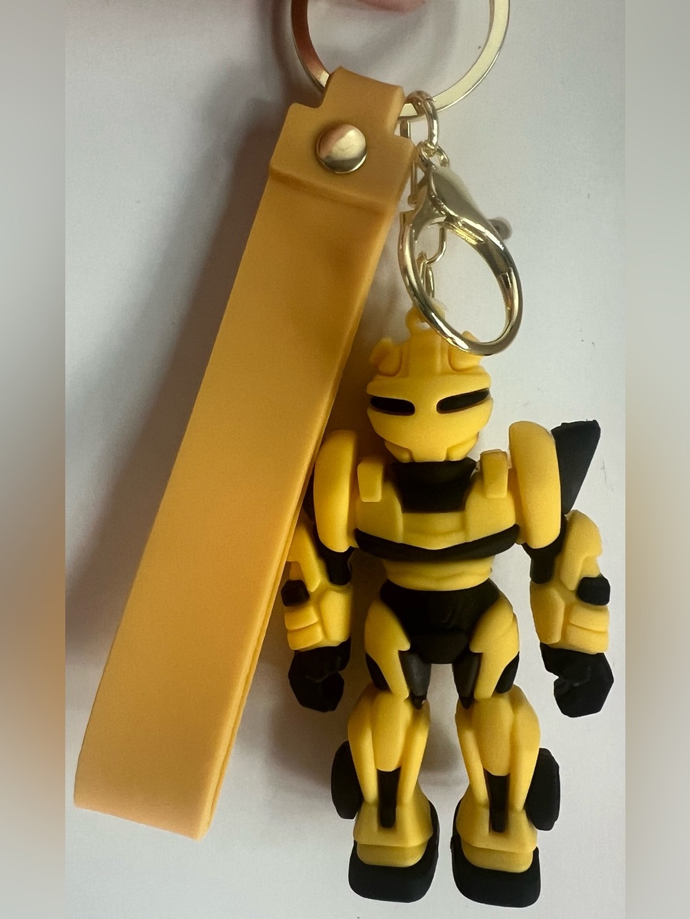 Yellow & Black Robot Silicone Keychain - Picture 2 of 2